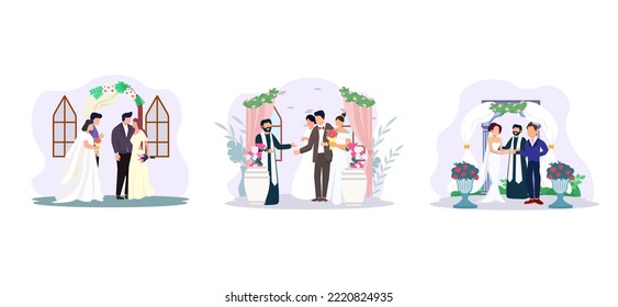 Kind of Wedding Event Flat Bundle Design