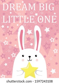 kind white bunny with a star message