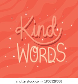 kind words lettering on red background vector illustration design