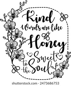 Kind Words are Like Honey, Proverbs 16:24, Bible Verse Vector Design. Inspirational Christian Scripture Art.