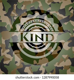 Kind written on a camo texture