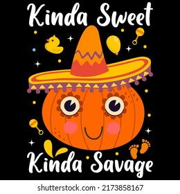 KINDA SWEET KINDA SAVAGE Baby Funny t shirt and mug design vector illustration