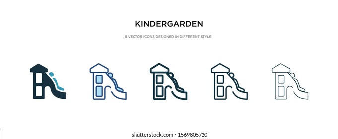 kinder garden icon in different style vector illustration. two colored and black kinder garden vector icons designed in filled, outline, line and stroke style can be used for web, mobile, ui