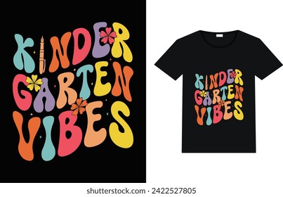 kinder garten vibes retro typography groovy t shirt design