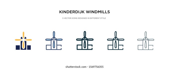 kinderdijk windmills icon in different style vector illustration. two colored and black kinderdijk windmills vector icons designed in filled, outline, line and stroke style can be used for web,