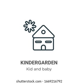 Kindergarden outline vector icon. Thin line black kindergarden icon, flat vector simple element illustration from editable kid and baby concept isolated stroke on white background