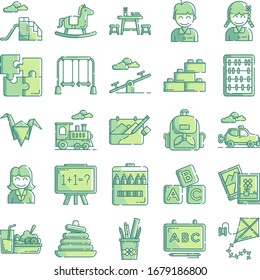 Kindergarten 25 Set Two Tone Icon Pack