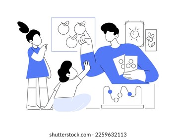 Kindergarten abstract concept vector illustration. Child daycare service, preschool program, early education, pre k childcare, primary schooling, transitional kindergarten abstract metaphor.