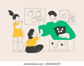 Kindergarten abstract concept vector illustration. Child daycare service, preschool program, early education, pre k childcare, primary schooling, transitional kindergarten abstract metaphor.