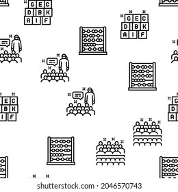 Kindergarten Activity Vector Seamless Pattern Thin Line Illustration