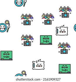Kindergarten Activity Vector Seamless Pattern Thin Line Illustration