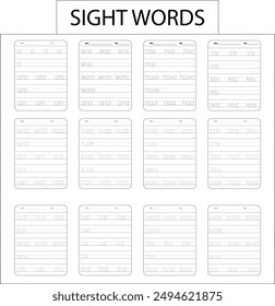 Kindergarten alphabet sight word tracing worksheet
