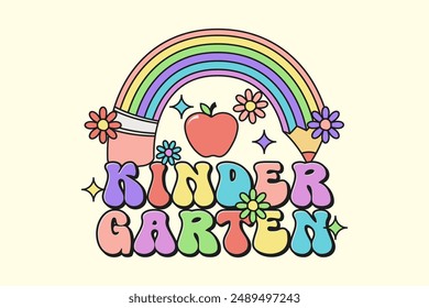 Kindergarten Boho Rainbow Isolated Background.