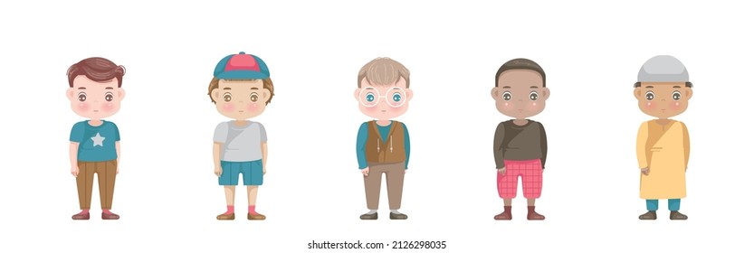 kindergarten boy character of three to six year olds group.