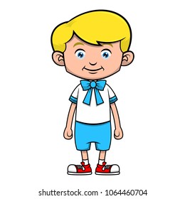 Kindergarten Boy get a first day school cartoon vector