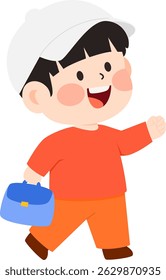 Kindergarten Boy Holding Bag Illustration