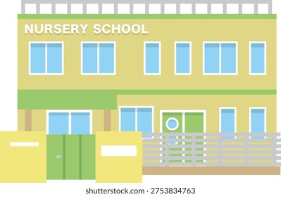 Kindergarten Building Illustration | Concept Materials for Childcare, Parenting, and Educational Facilities