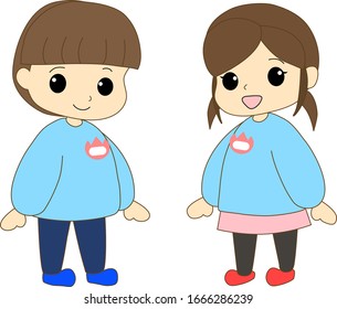 Niños de jardín de infancia con uniforme escolar