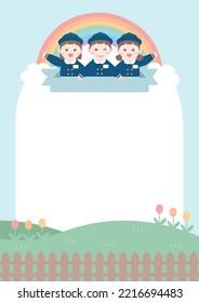 Kindergarten children uniform character illustration background vector.