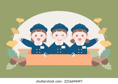 Kindergarten children uniform character illustration vector.