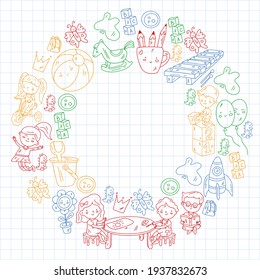 Kindergarten. Children's activity. Creativity, imagination. Play and grow.