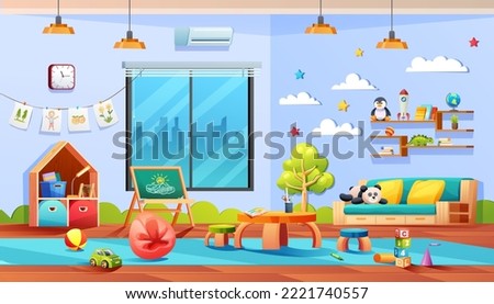 Kindergarten classroom interior design cartoon