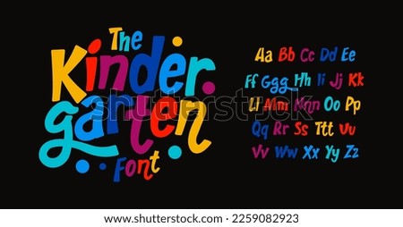 Kindergarten colorful alphabet, kid colored sans serif letters, joyful festival font for bright fiesta logo, mexican headline, birthday and greeting card childhood lettering.Vector typographic design. Stock photo © 