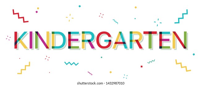 Kindergarten colorful banner with confetti