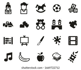 Kindergarten Or Day Care Icons Black & White Set Big