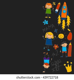 Kindergarten doodle pictures Color chalks