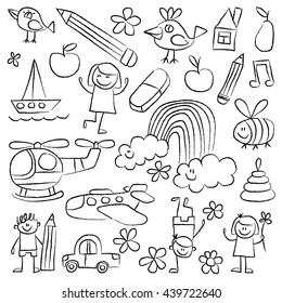 Kindergarten doodle pictures White background