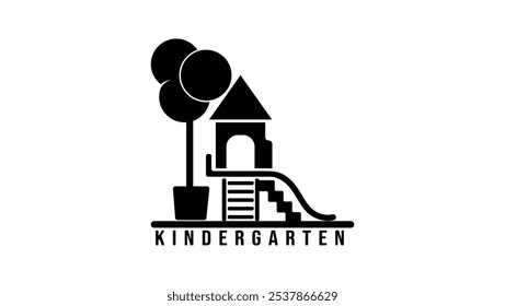 kindergarten emblem, black isolated silhouette
