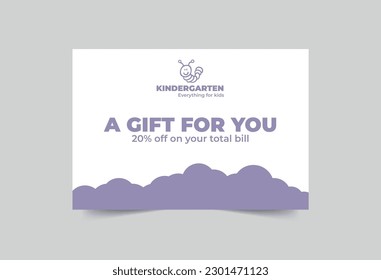 Kindergarten gift certificate template. A clean, modern, and high-quality design gift certificate vector design. Editable and customize template gift certificate
