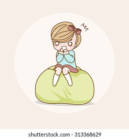 Kindergarten Girl Isolated Vector / Image / Illustration / Drawing / Cartoon / Animation

