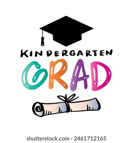 Kindergarten grad. Hand drawn vector illustration of a graduation cap.