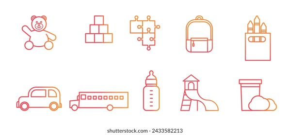 Kindergarten Gradient Icon Vector Set