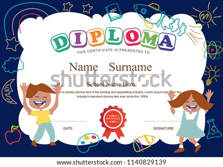 kindergarten graduation certificates background design templates