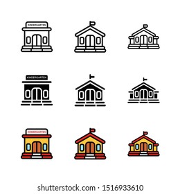 Kindergarten Icon : Education Theme, Building Theme, Infographics and Other Graphic Related Assets.