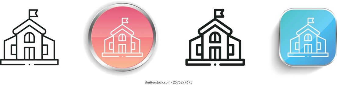 kindergarten icon. Thin Linear, Regular and Button Style Design Isolated On White Background