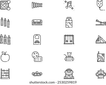 Kindergarten icons collection is a vector illustration with editable stroke.