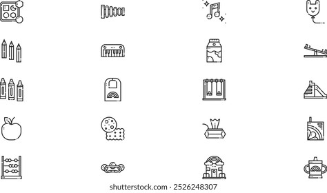 Kindergarten icons High-Quality Vector Icons Collection with Editable Stroke. Ideal for Professional and Creative Projects.