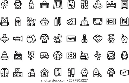 Kindergarten icons High-Quality Vector Icons Collection with Editable Stroke. Ideal for Professional and Creative Projects.