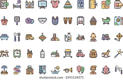 Kindergarten icons High-Quality Vector Icons Collection with Editable Stroke. Ideal for Professional and Creative Projects.