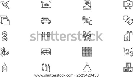 Kindergarten icons High-Quality Vector Icons Collection with Editable Stroke. Ideal for Professional and Creative Projects.