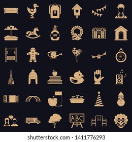 Kindergarten icons set. Simple style of 36 kindergarten vector icons for web for any design