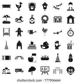Kindergarten icons set. Simple style of 36 kindergarten vector icons for web isolated on white background
