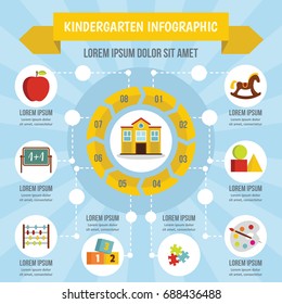 Kindergarten infographic banner concept. Flat illustration of kindergarten infographic vector poster concept for web