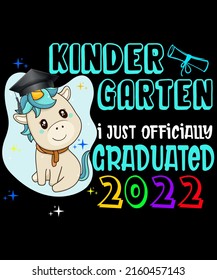 Kindergarten I just oficially graduated male unicorn for kids children graduate in black background