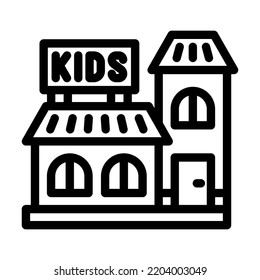 kindergarten kid leisure line icon vector. kindergarten kid leisure sign. isolated contour symbol black illustration