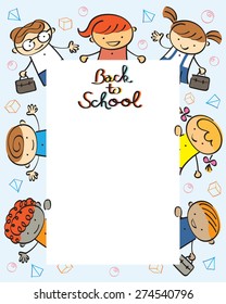 Kindergarten, Kids Back to School Frame, Drawing Style, Preschool, Education, Learning and Study Concept